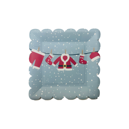 Santa's Clothing Line Dessert Scalloped Plates