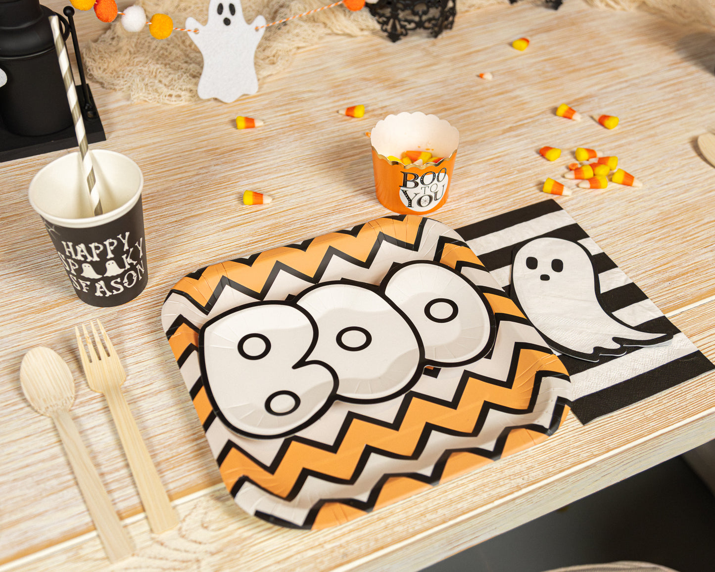 "BOO" Shaped Dessert Plates