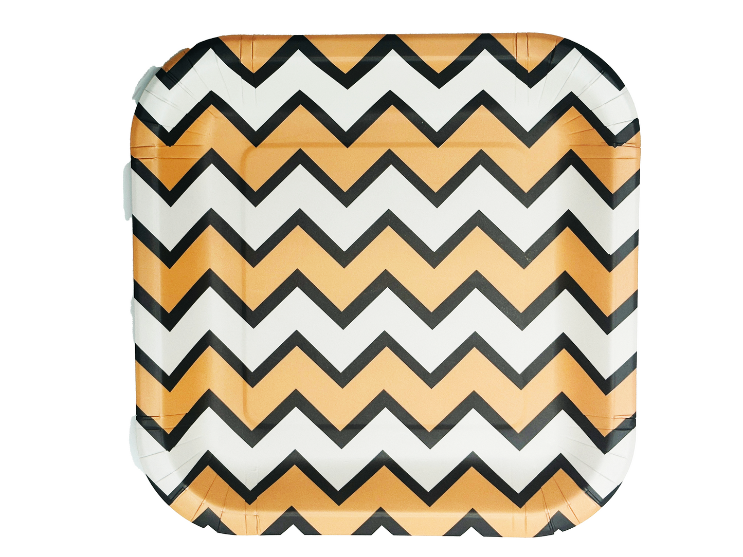 Orange & Black Square Chevron Dinner Plates